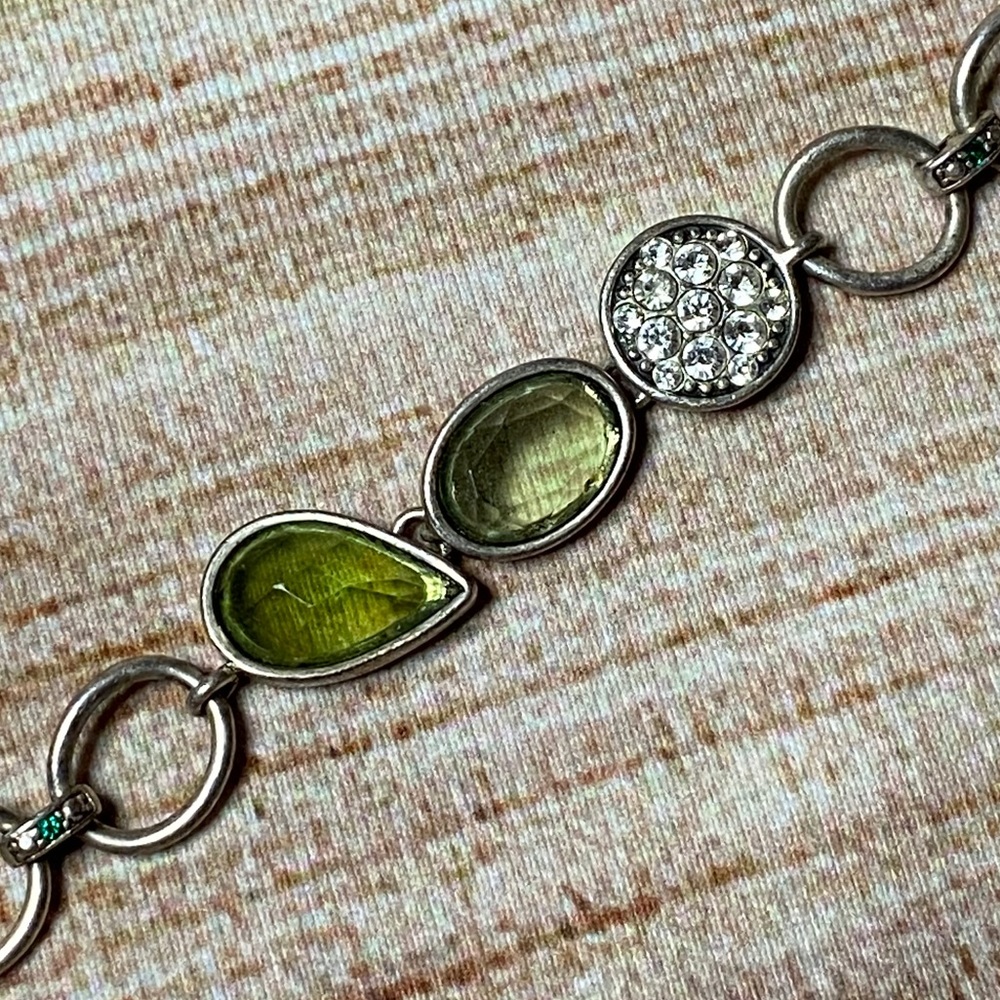 Lia Sophia Silver/Green Pavé Toggle Bracelet - Picture 2 of 4